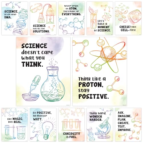 Decorably 12 Pun Chemistry Apparatus Science Posters for Classroom, 11x14in - size: 11 x 14 in