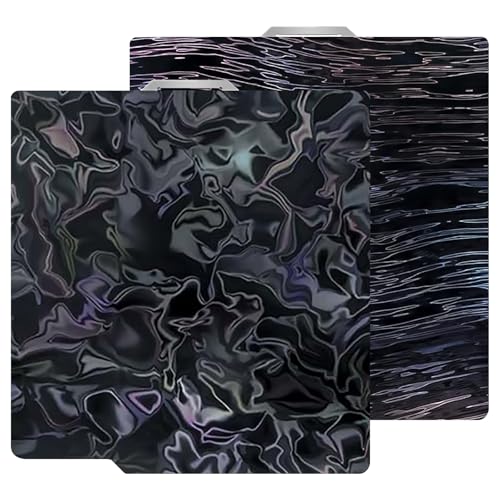 257x257mm Holographic Smooth Build Plate for Bambu Lab X2D/P2S/X1/X1C/X1E/P1P/P1S/A1, Water Ripples+Wood Grain Double Sided Smooth Flexible Spring Steel Plate for Bambu Lab 3D Printers - color: H1H(Water Ripples+Wood Grain)