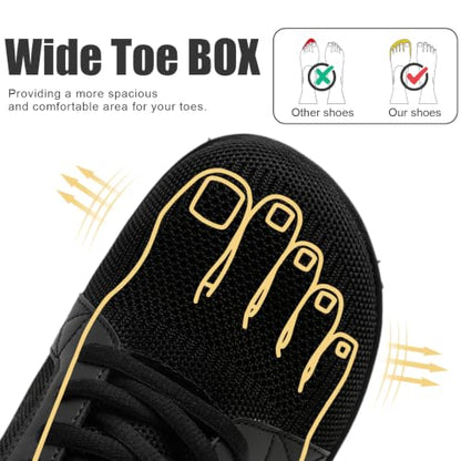 Linenghs Womens Barefoot Shoes Wide Width Toe Box Zero Drop Sneakers - color: B Black, size: 5.5 Wide