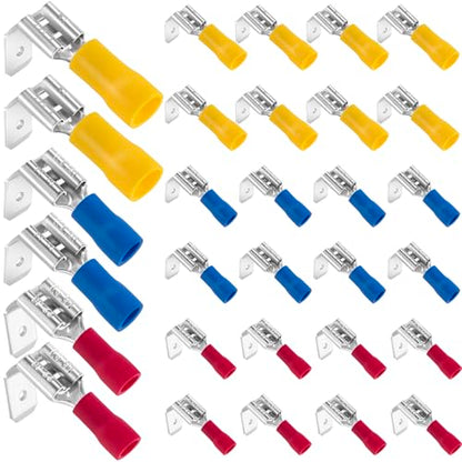 PAGOW 30 Pcs Piggyback Spade Connectors, 22-10 AWG 1/4"