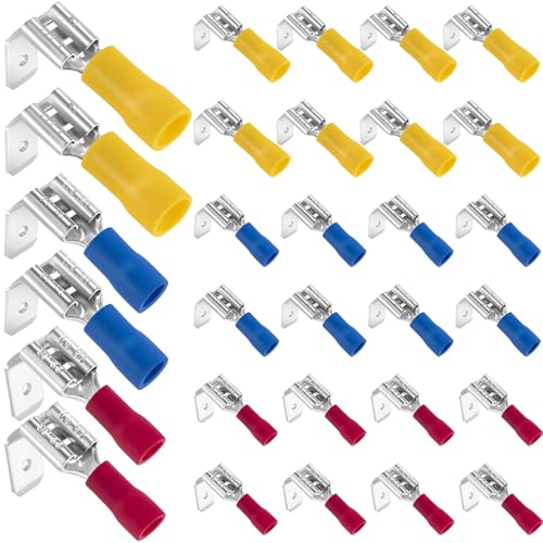 PAGOW 30 Pcs Piggyback Spade Connectors, 22-10 AWG 1/4"