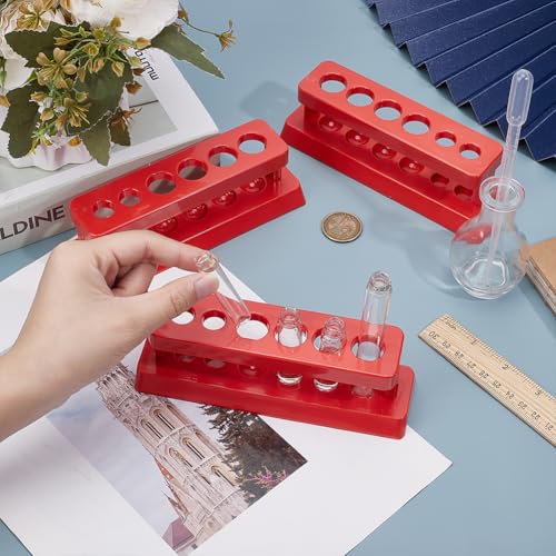 3PCS Test Tube Rack Multi Use Cylinder Tube Display Racks Syringe Holder 6 Holes with Hole Diameter 13/18mm for Science Experiment Party Classroom Teaching Test Tubes Holder