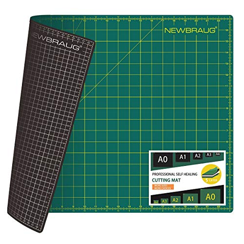 NEWBRAUG 18'' × 24'' Perfect Self Healing Cutting Mat, Non-Slip Gridded Rotary Cutting Board, Necessary for Quilting, Sewing, Craft, Fabric & Scrapbooking(Green/Black) - size: 24"L x 18"W