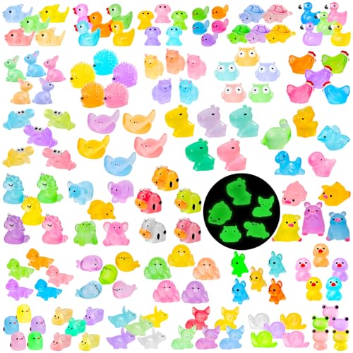 240 PCS Luminous Mini Resin Animals 30 Styles Miniatures Animal Figurines Glow in the Dark Tiny Little Animals Figures to Hide for DIY Fairy Garden Micro Landscape Dollhouse Aquarium Party Decor - color: 240pcs-animals