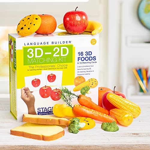 Stages Learning Language Builder 3D-2D Foods Matching Kit for Autism Education & Aba Therapy Flash Cards - style: Foods