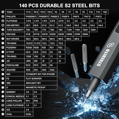 STREBITO Electric Screwdriver, 155 in 1 Precision Electric Screwdriver Set - color: Upgraded-black