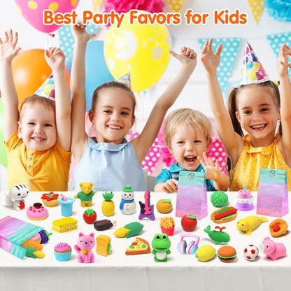 Palmatte 140PCS Animal Erasers Bulk Treasure Box Prizes for Kids Classroom