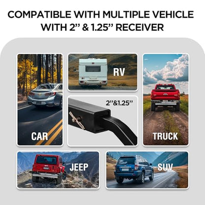 Rockland Foldable 2-Bike Rack, 80 lbs Capacity, Hitch Mount Bike Rack, Fits up to 2.5" Tire Width and 50" Wheelbase, Bike Carrier Rack for 1.25" and 2" Receiver for Cars SUVs Vans RVs - size: 2-Bike Rack+80LBS (50 Wheelbase)