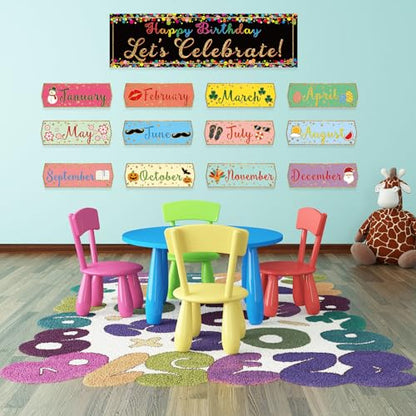 Outus 60 Pcs Happy Birthday Bulletin Board Confetti Classroom, Dark Color - color: Dark Color