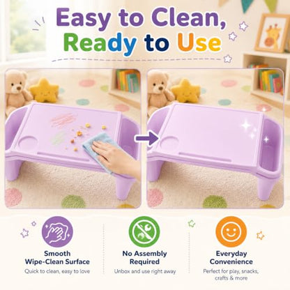 6-Pack Lap Desks for Kids, Lightweight Stackable Lap Trays with Cup Holder & Phone Slot, 33lbs Load Capacity Kids Lap Desk Tray for Writing Eating Reading on Bed Couch, Home School, 19.7x9.8x7.1 - color: Red+green+purple