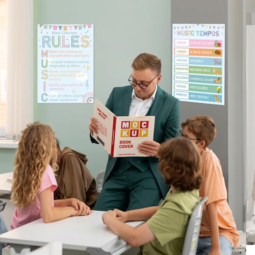 Music Classroom Rules Posters Set of 2 for Classroom Decorations, Back to School Music Class Rule Poster Wall Decor for Primary Middle High School Teacher Must Haves Supplies - 14 4/5" x 10 1/2" - style: Music