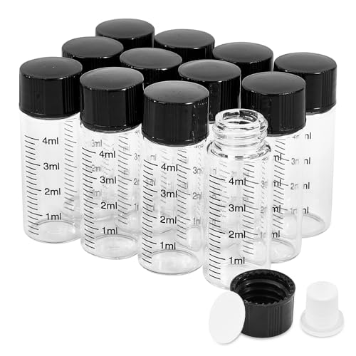 12PCS 4ml Clear Glass Graduated Vials with Screw Caps & Plastic Stoppers - color: CLEAR, size: 4ml