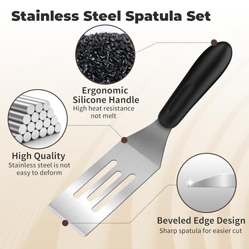 Stainless Steel Mini Spatula (4PC),Small Turners for Cake Brownies Pancakes - color: 4PCS