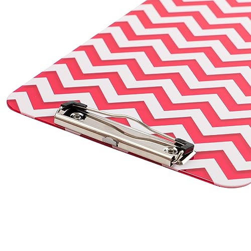 JAM PAPER Plastic Clipboards with Low Profile Metal Clip - Letter Size (9 x 12.5) - Fuchsia Pink Chevron - Clip Board Sold Individually - color: Pink Chevron, size: Single Clipboards