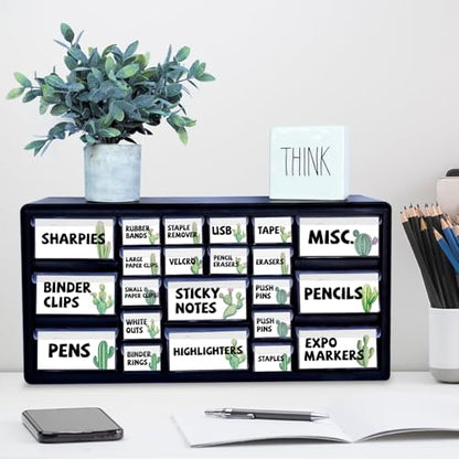 42 Pieces Teacher Toolbox Labels Tool Box Storage Label Classroom Supply Decor for Back to School Teachers Classroom Organization (Catcus) - style: Catcus