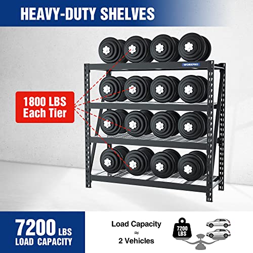 WORKPRO Heavy Duty Metal Garage Shelving, 68"W x 24"D x 65"H, 7200 LBS Load - size: 68"W x 24"D x 65"H