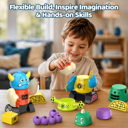 Magnetic Robot Building Toy, STEM Magnet Monster Toys Set for Kids Age 3-5 - color: Monster