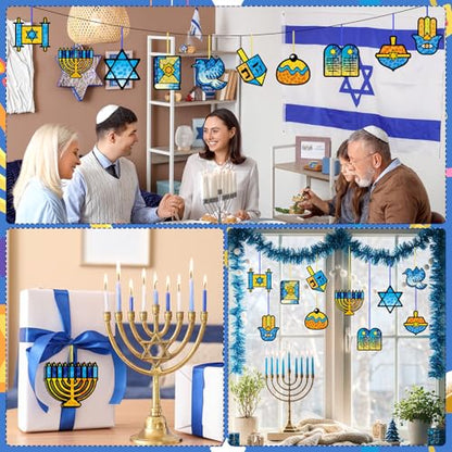 Eersida 32 Pcs Hanukkah Suncatchers Craft Kits, Chanukah DIY Ornaments - style: Hanukkah