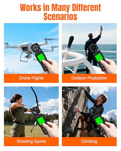 FOOAO Anemometer, Wind Meter Handheld, CMF Meter to Measure Wind Speed and Temperature to Assist in Drone Flights, Outdoor Activities, Shooting Sports and HVAC Systems