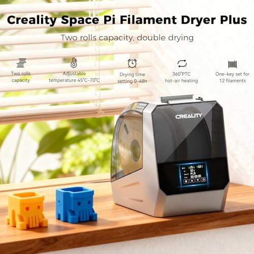 2026 New Official CREALITY Space Pi Filament Dryer Plus, 2 Spools Double 360° 160W PTC Fast Heating 3D Printer Filament Dryer Box, 4''LCD Touch Screen, One-Key Set Filament Drying for PLA PETG ABS TPU - color: A Creality Space Pi Filament Dryer Plus Black