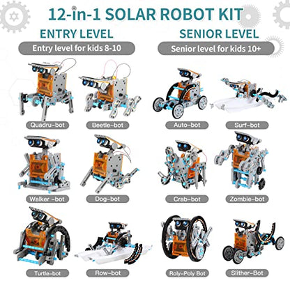 Lucky Doug 12-in-1 Solar Powered Robot Building Kits Toys - color: Grey