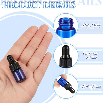 Didaey 100 Pcs Mini Glass Oil Dropper Bottle, 2 ml, Blue - color: Blue, size: 2 ml