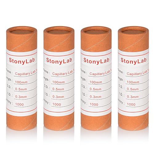 StonyLab Glass Capillary Tubes, 100mm Micro Glass Pipettes Capillary Transfer Tube with 0.3mm ID and 0.5mm OD for TLC Spotting, 4 Pack - style: 4 Pack