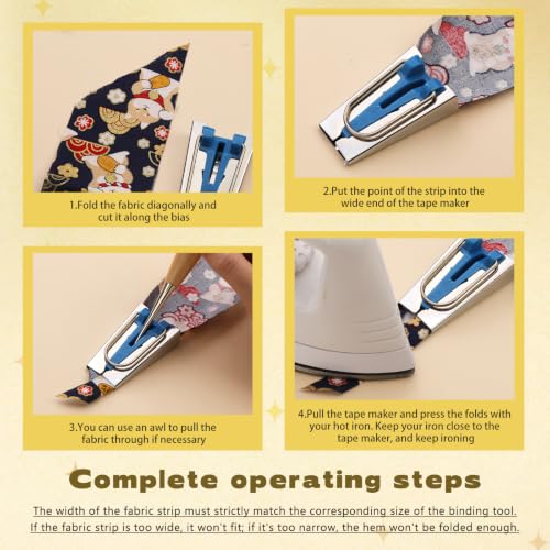 5 Sizes Bias Tape Makers Kit, Binding Foot, Awl, Clips, Bead Needles - color: 5 Colors-1