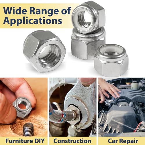 #10-24 Lock Nut, 150Pcs Stainless Steel Nylock Insert Locking Nuts - size: #10-24, 150 Pack