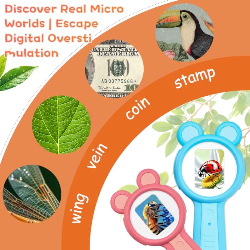 Kids Microscope Autofocus Magnifier STEM Gifts Toys for Ages 4-12 - color: Blue-panda ear