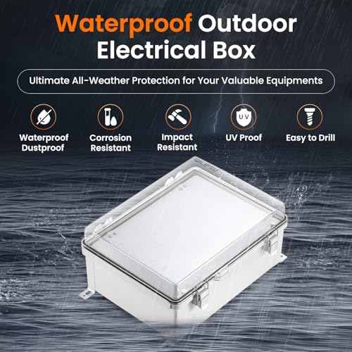 QILIPSU Outdoor Electrical Box Waterproof Junction Box 16.1"x12.2"x7.1" - color: Clear with Inner Door, size: 16.1"x12.2"x7.1"