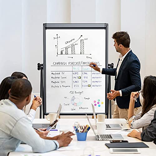 Easel Whiteboard with Stand 40" x 28" Aluminum Frame (Black)
