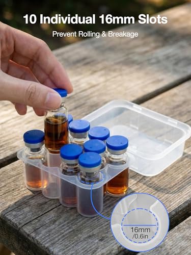 SUNMON 10-Slot Peptide Case for Fridge, 3ml Vial Storage Case for Refrigerator, 3ml Insulin Vial Holder for Diabetic Care (1 Pcs) - size: 3ml-10 Slot