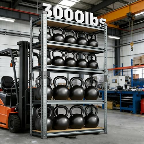 Garage Storage Shelves 46" W x 20" D x 72" H, 3000 LBS Heavy Duty Shelving Unit 5-Tier Adjustable, Extra Wide Boltless Metal Storage Rack for Garage Warehouse Basement - size: 48''W x 20''D x 70''H
