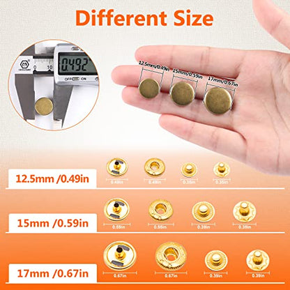 Alritz 15mm Leather Snap Fasteners Kit 72 Set 4 Colors with Hammer Puncher - style: 15mm+Hammer