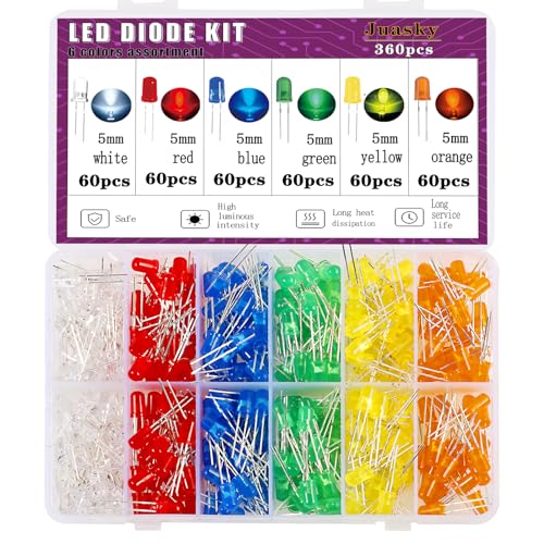 360pcs Led Light Diode Kit，5mm Light Emitting Diodes Assortment for Science Experiment DIY Projects - color: 5mm 360pcs (6 Colors)