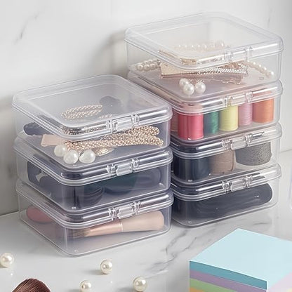Plastic Bead Storage Containers Box Transparent Boxes with Hinged Lid Clear Bead Organizer Box for Small Items DIY Craft Jewelry Hardware Business Cards Game Pieces (20 Pcs /2.8 x 2.8 x 1 Inch)