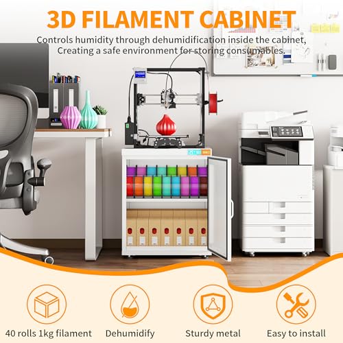 3D Printer Stand Filament Storage,25% RH Control Filament Dehumidification Cabinet 3D Printing Sealing and Protection for PLA/ABS/TPU/Nylon (White 180L) - color: WHITE 180L