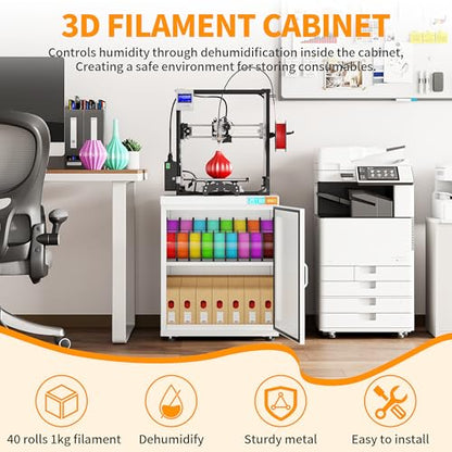 3D Printer Stand Filament Storage,25% RH Control Filament Dehumidification Cabinet 3D Printing Sealing and Protection for PLA/ABS/TPU/Nylon (White 180L) - color: WHITE 180L