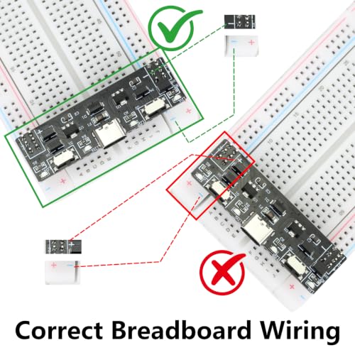 3pcs Breadboard Power Supply Module with 3.3V/4.8V Dual-Switch USB-C Ports, Suitable for Arduino, Raspberry Pi and DIY Electronics Projects