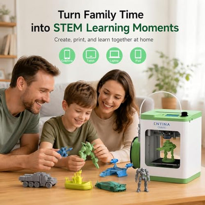 Entina TINA2S 3D Printers with WiFi Cloud Printing, Fully Assembled with Auto Leveling, Huge Library, DIY Mini 3D Printer for Beginners and Kids, High Precision 3D Printer for Home, Office & School - color: Green