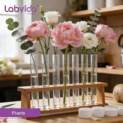 Plastic Test Tubes with Caps, 50pcs Dia.16x125mm | 25ml, Nature Colored Test Tubes with Lids, LVI001 - style: Nature color