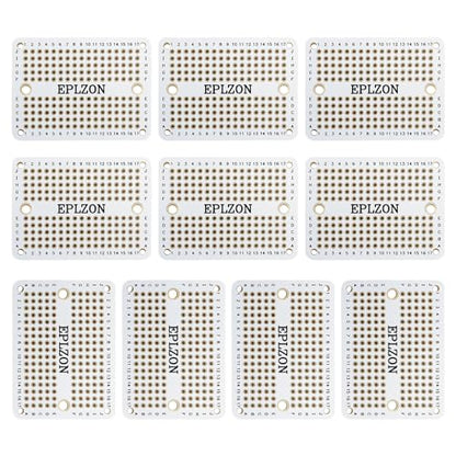 Solderable Breadboard Mini PCB Board Gold-Plated Solder Breadboard for DIY Electronics Projects Apply to Soldering Projects 2.0"x1.5" Mixed Color(Pack of 10 Pcs,White) - size: White