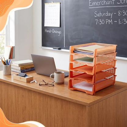 Bokon Brown 6 Pack Classroom Turn in Trays, Stackable File Trays