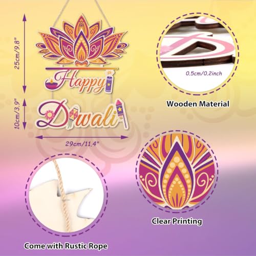 HLNIUC Rustic Indian Happy Diwali Festival of Light Party Wooden Sign - color: Diwali 1