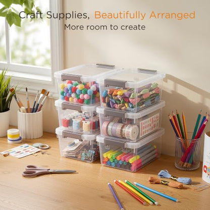 Citylife 10Packs 1.3Qt Small Storage Bins with Lids,Stackable Clear - color: Clear White, size: 1.3 QT(10 Pack)