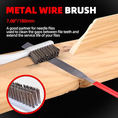 Jewelers Needle File Set, 10-Piece Mini Metal Files with Cleaning Wire Brush, Precision Hand File Kit for Jewelry Making, Ring Repair, Metal Detailing, Carving, Shaping and Fine Sanding
