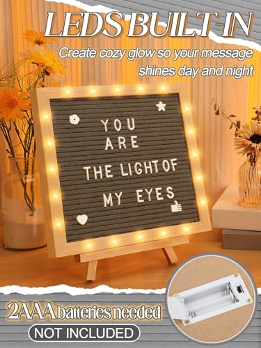 Aulock 10×10" Light up Felt Letter Board with Changeable Letters & Tripod - color: Grey