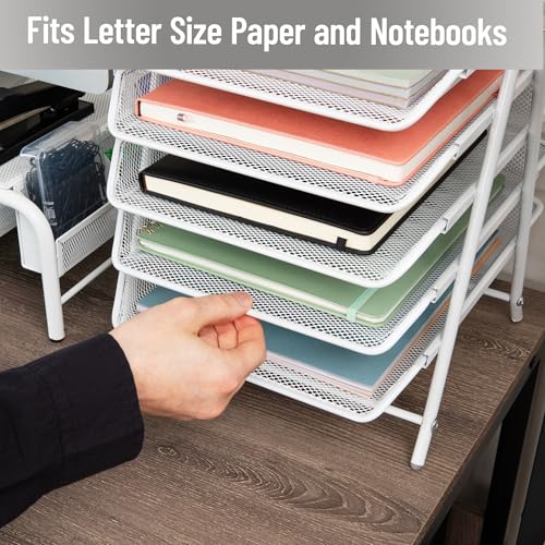 Mind Reader 5-Tier Paper Tray Organizer, White - color: White, size: 11.8" x 14" x 15"