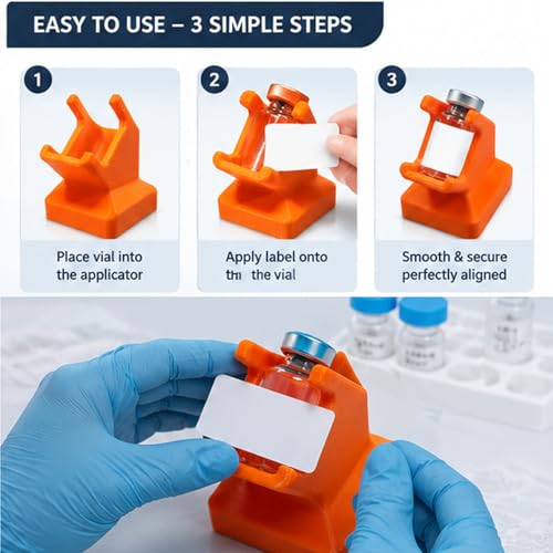 2 Pcs Vial Label Applicator Tool for 3mL (40x20mm Labels) and 10mL(50x30mm Labels) Precision Alignment Guide for Fast Batch Labeling, Ergonomic Tilted Desktop Design for DIY & Lab